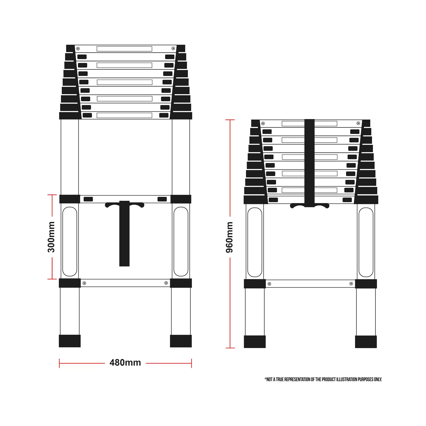 Telescopic 4.4M Aluminium DIY Foldable Extendable Builders Multi Purpose Ladder - Image 5