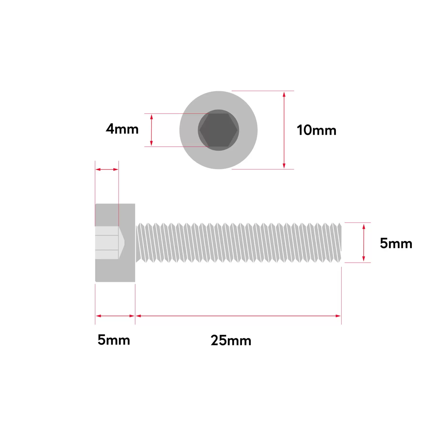 M5 x 25mm Cap Head Screw - 10 Pack - Image 2