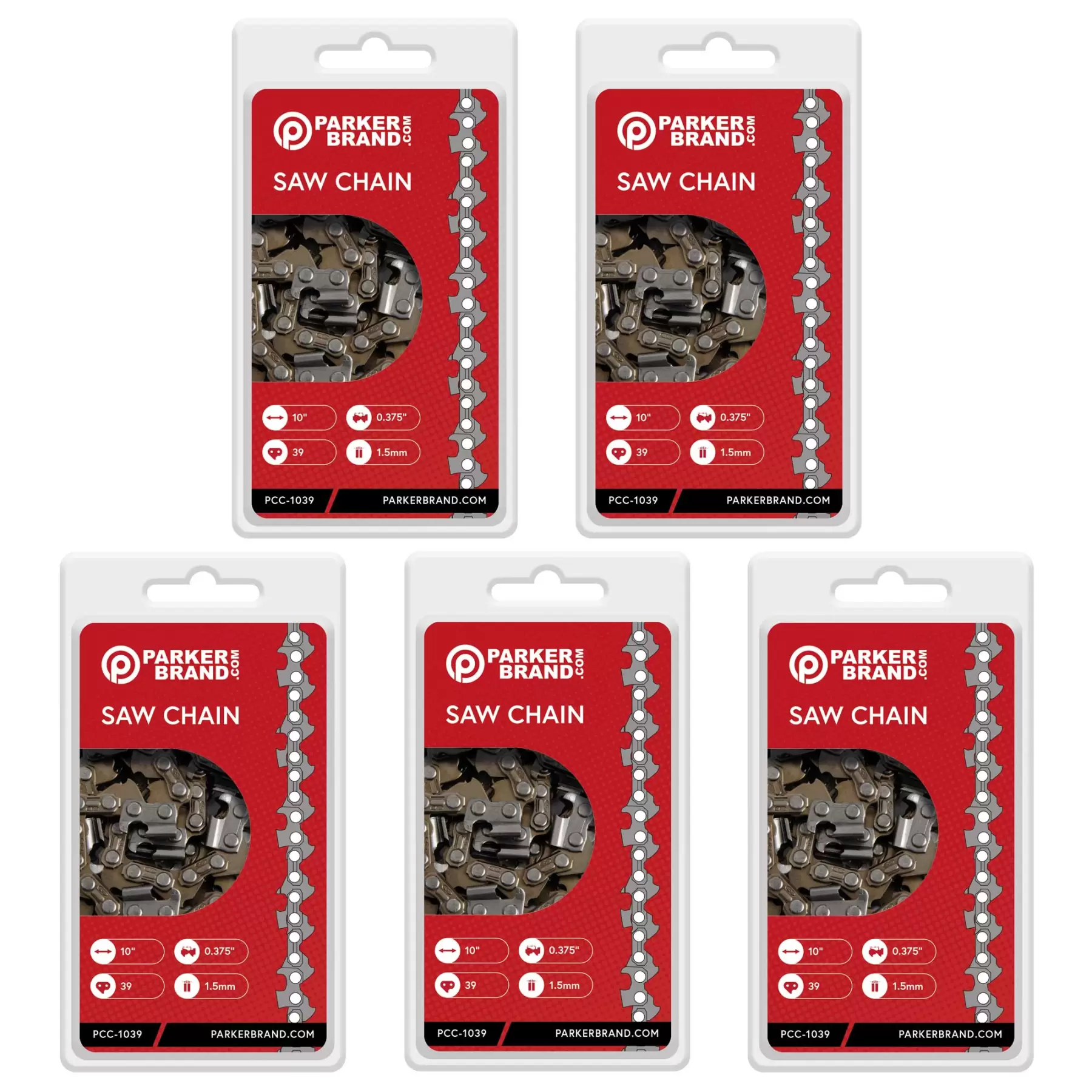 5 Pack of 10" Chainsaw Chains - 39 Link - Image 1