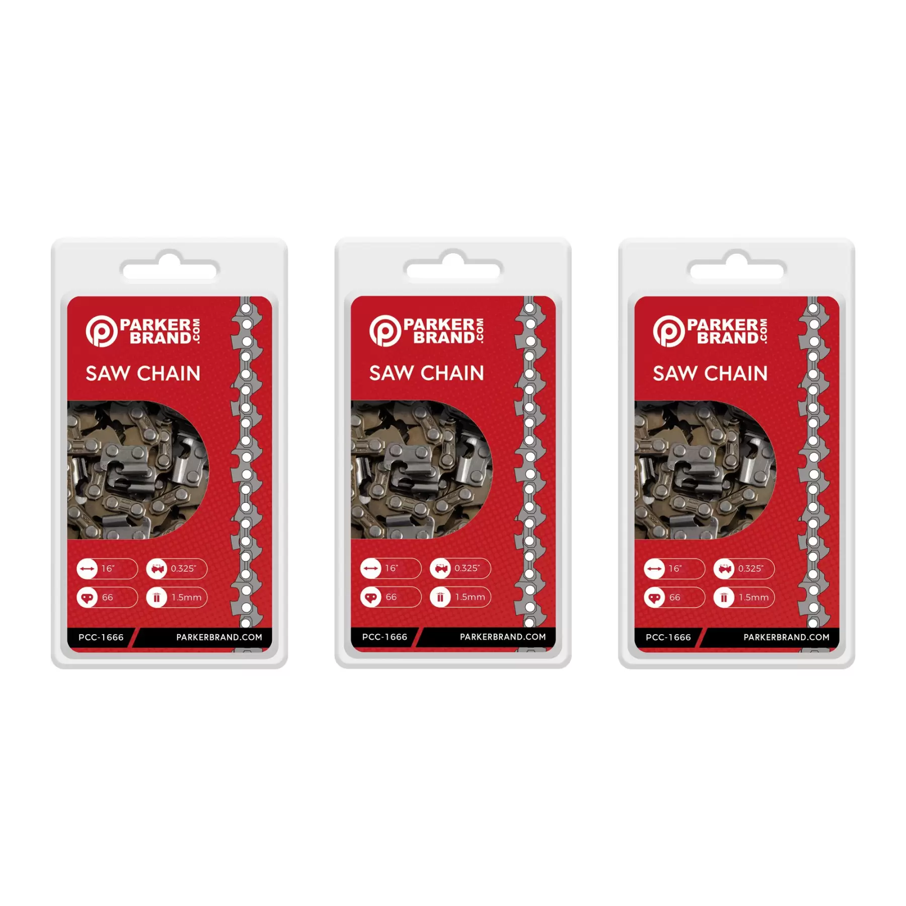 3 Pack of 16" Chainsaw Chains - 66 Link 3 Pack of 16" Chainsaw Chains - 66 Link