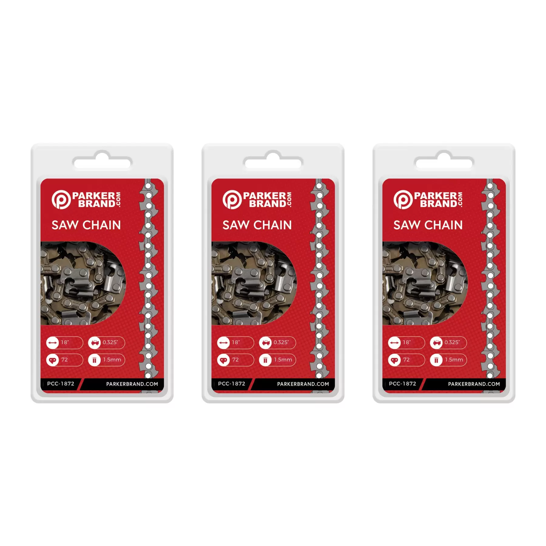 3 Pack of 18" Chainsaw Chains - 72 Link - Image 1