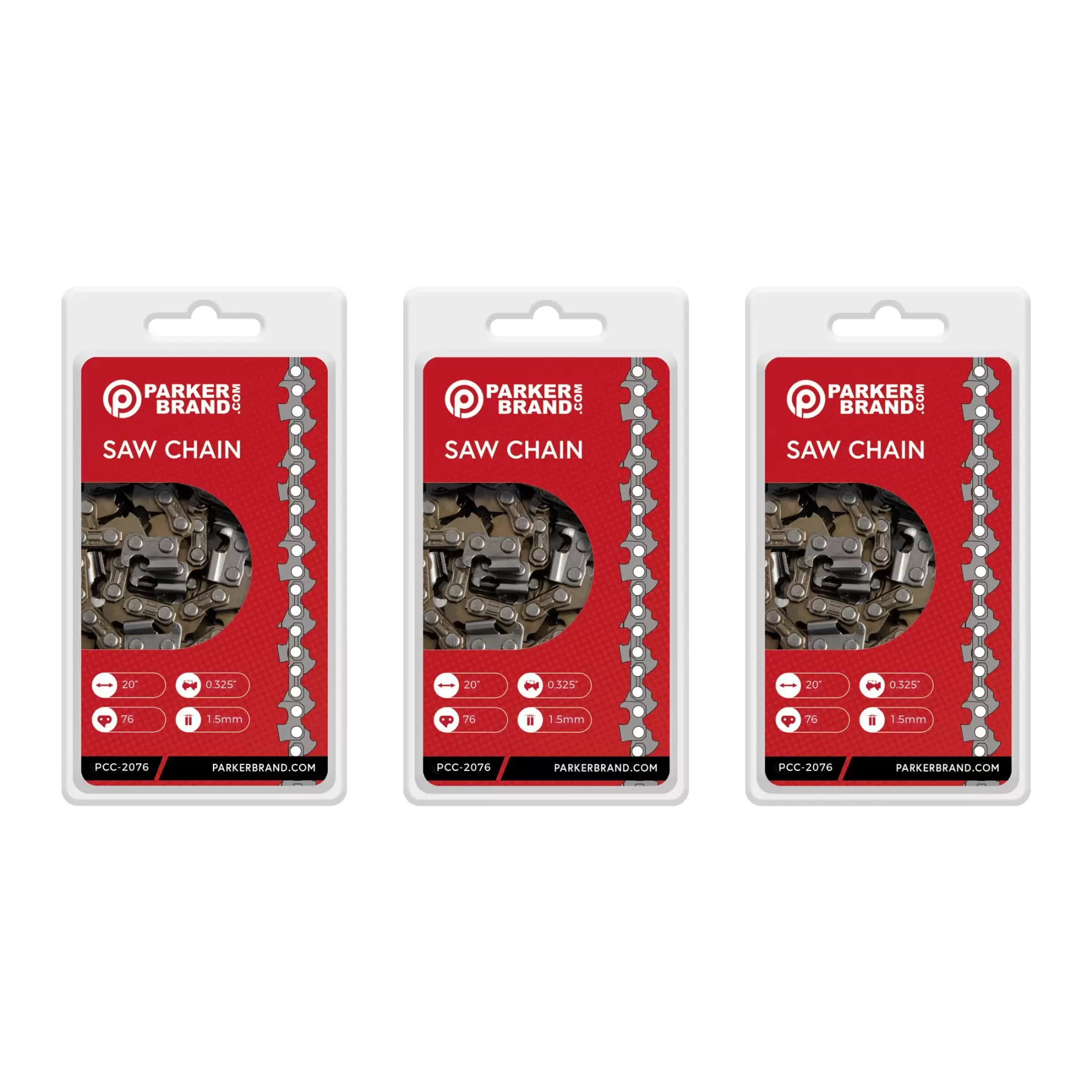 3 Pack of 20" Chainsaw Chains - 76 Link - Image 1