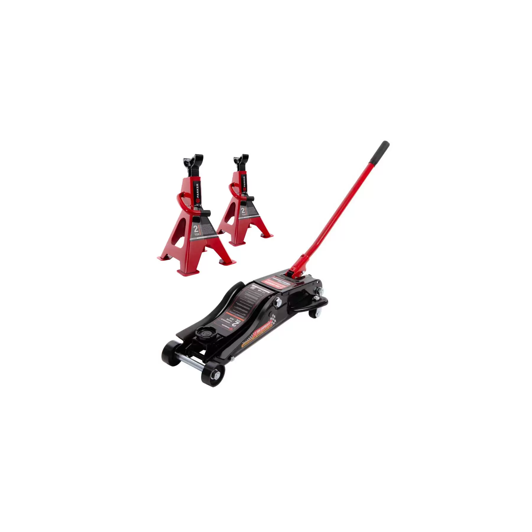 2 Ton Trolley Garage Jack & 2 Ton Axle Stands Kit - Image 1