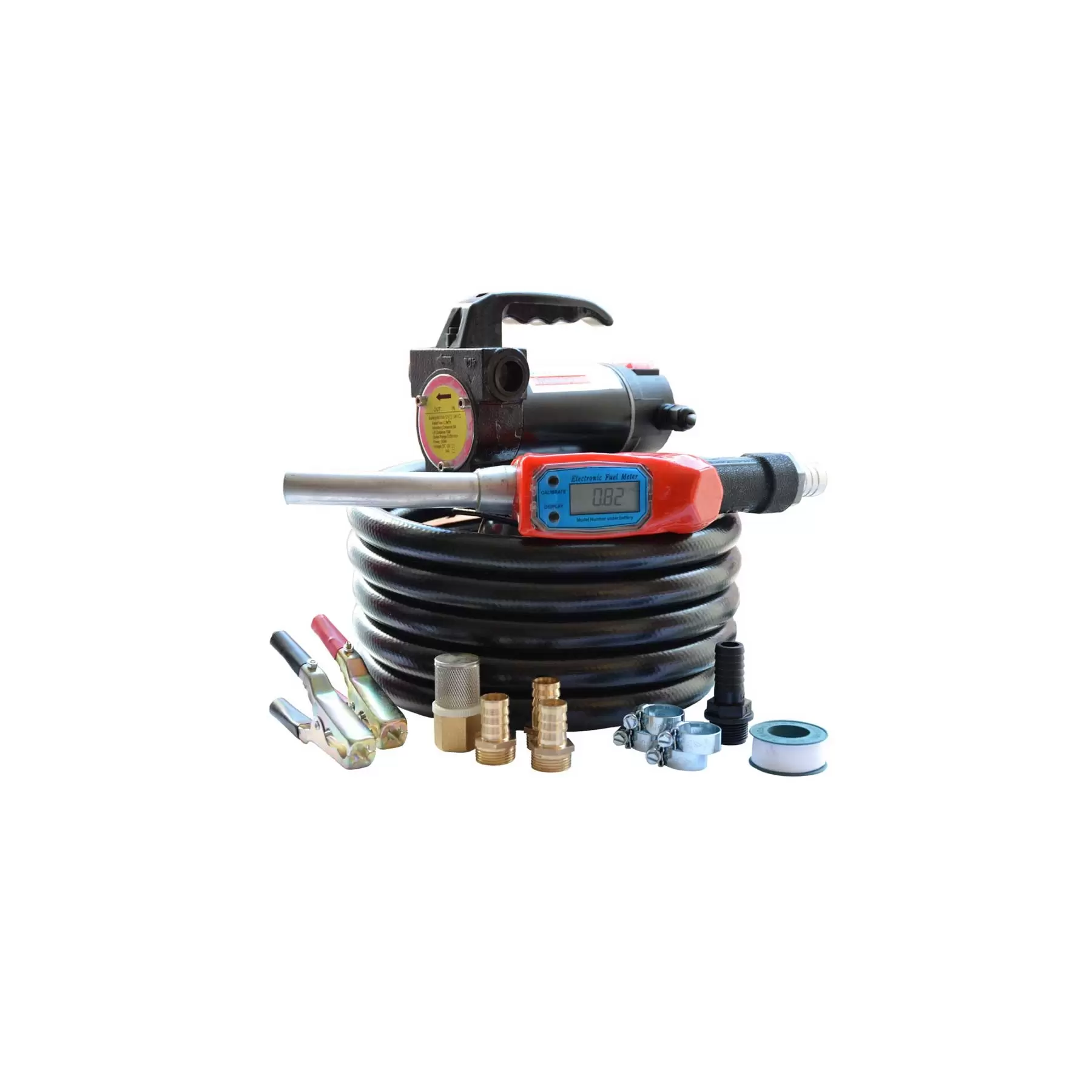 24V Portable Diesel Transfer Fuel Pump Kit - With Digital Flow Meter - Image 1