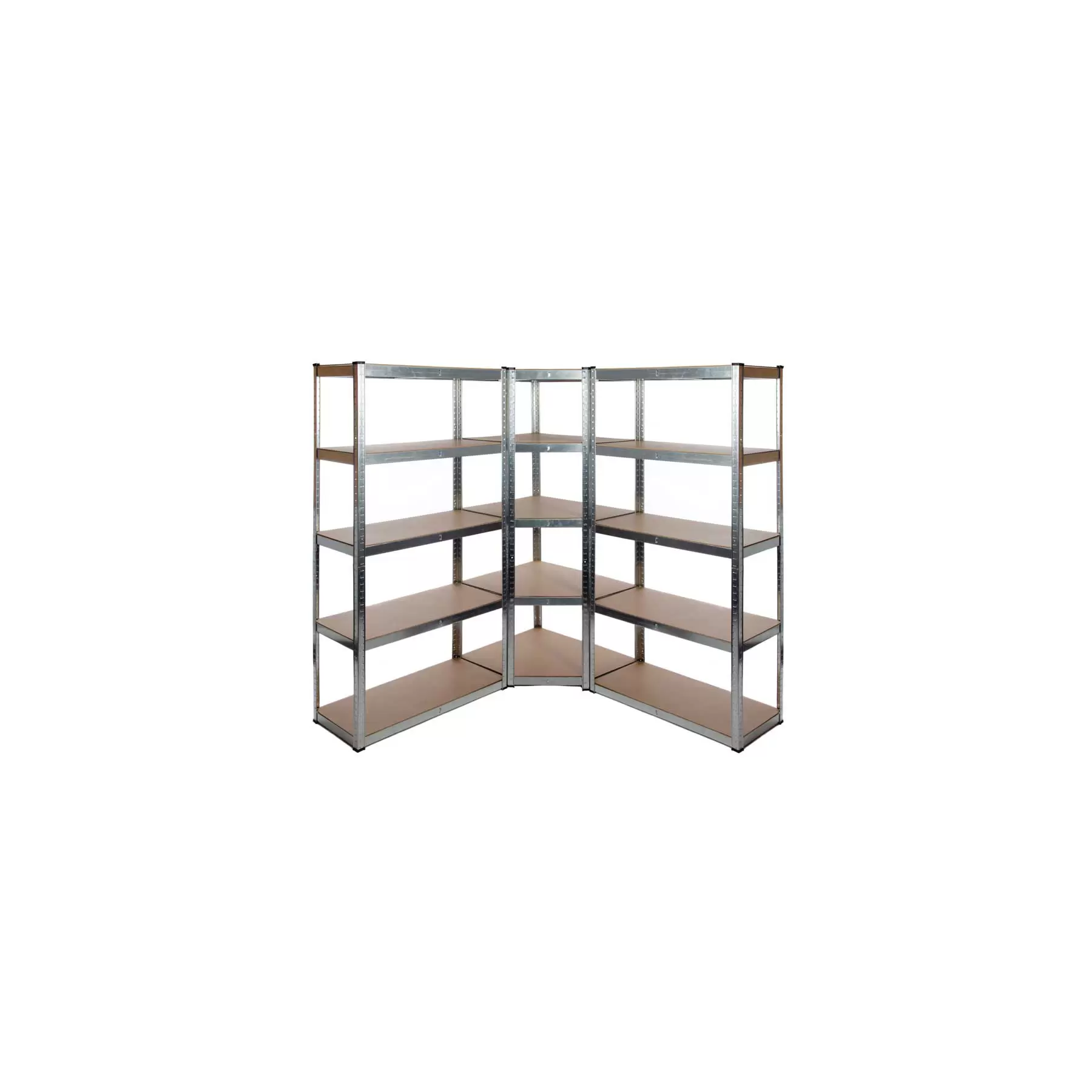 Galvanised Garage Shelving Corner Unit 3 Pack (175KG) - Boltless - Image 1