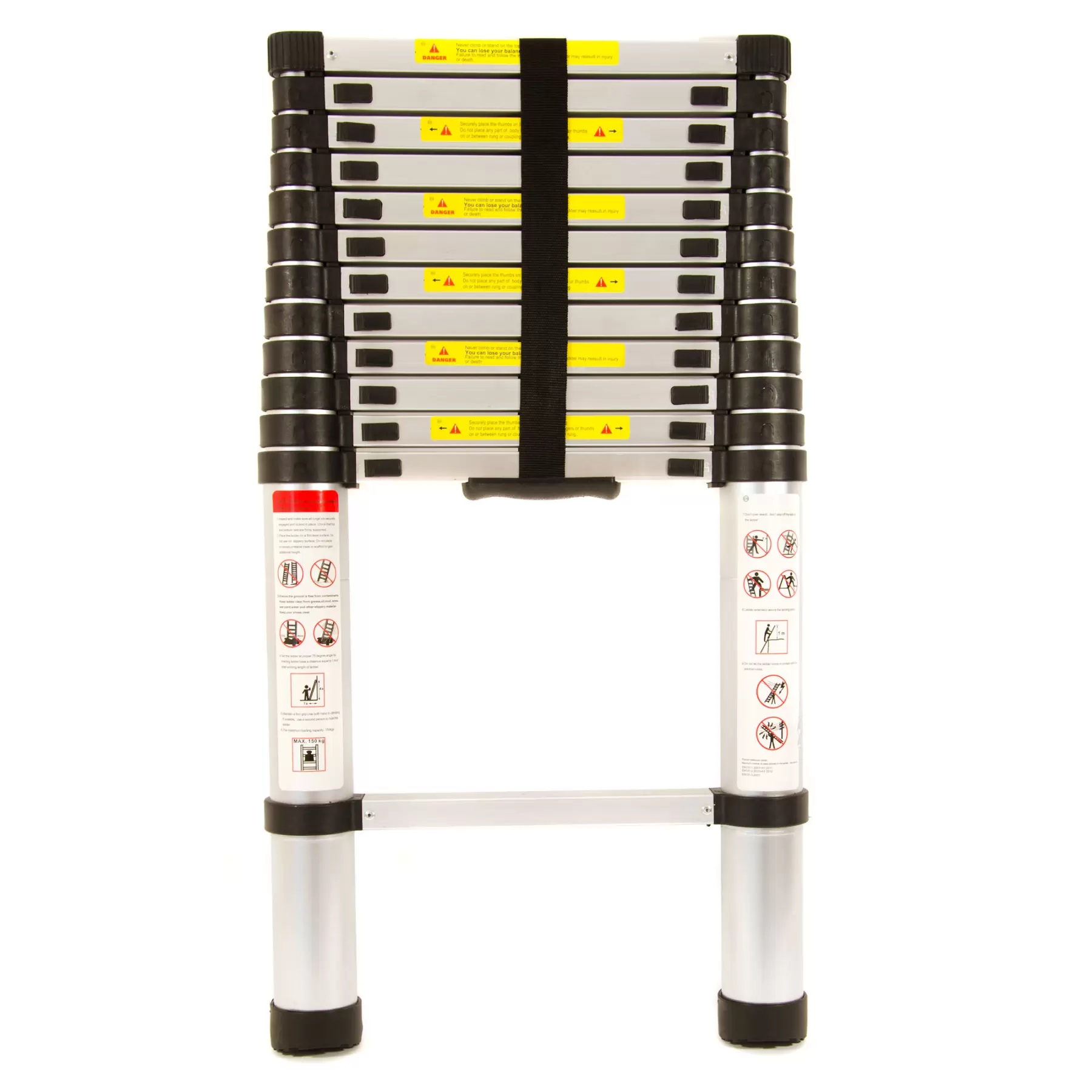 Telescopic 3.8M Aluminium DIY Foldable Extendable Builders Multi Purpose Ladder - Image 1