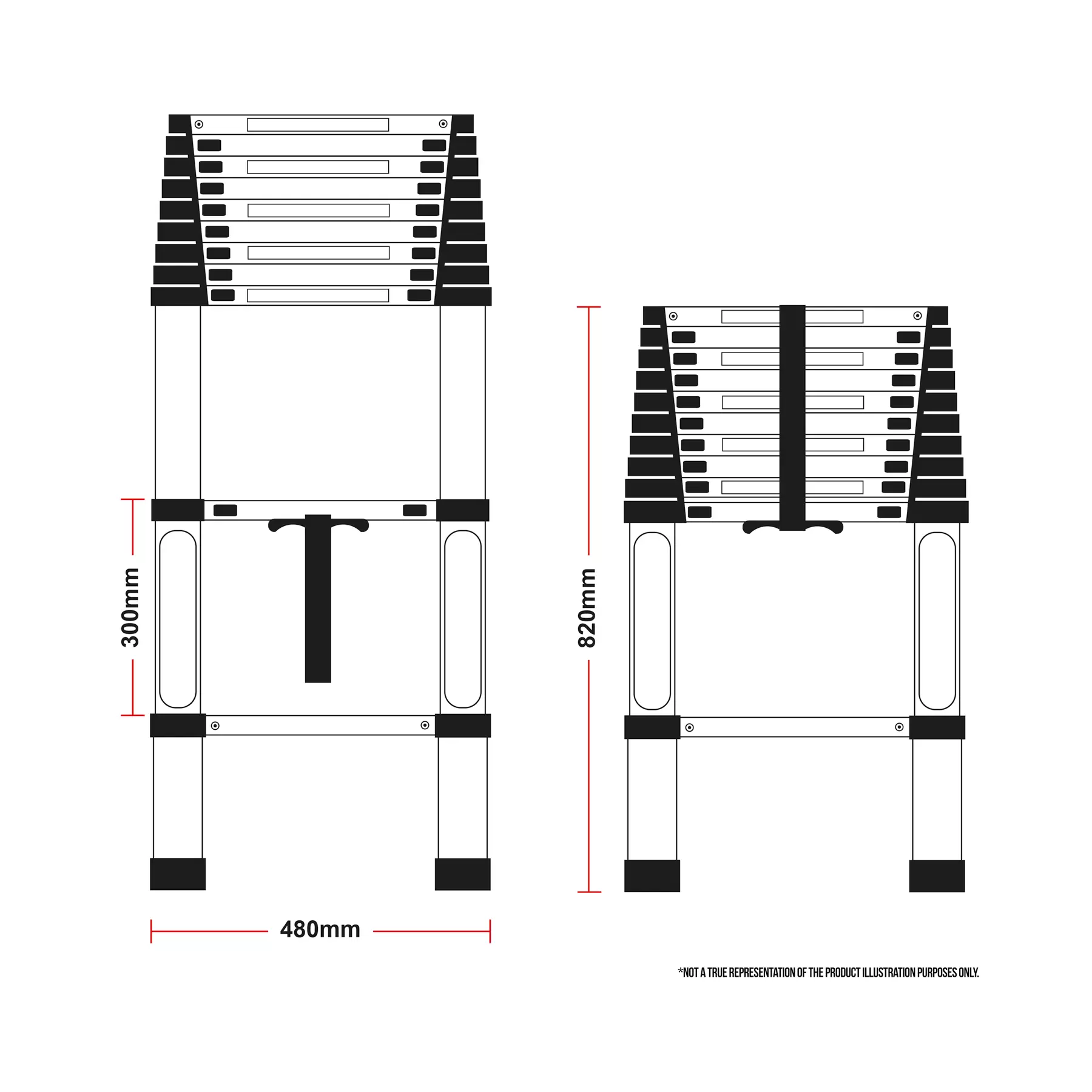 Telescopic 3.2M Aluminium DIY Foldable Extendable Builders Multi Purpose Ladder - Image 5