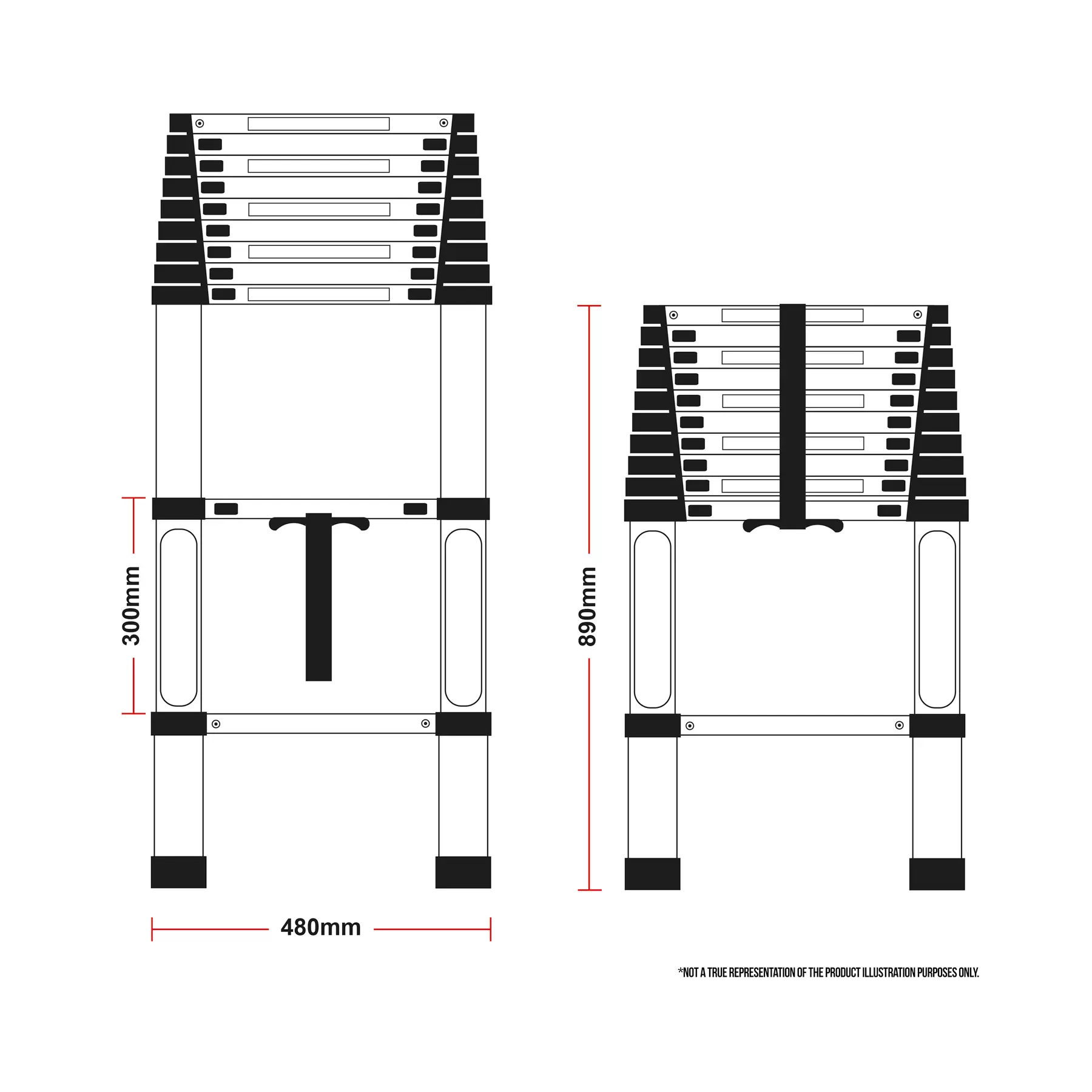 Telescopic 3.8M Aluminium DIY Foldable Extendable Builders Multi Purpose Ladder - Image 6