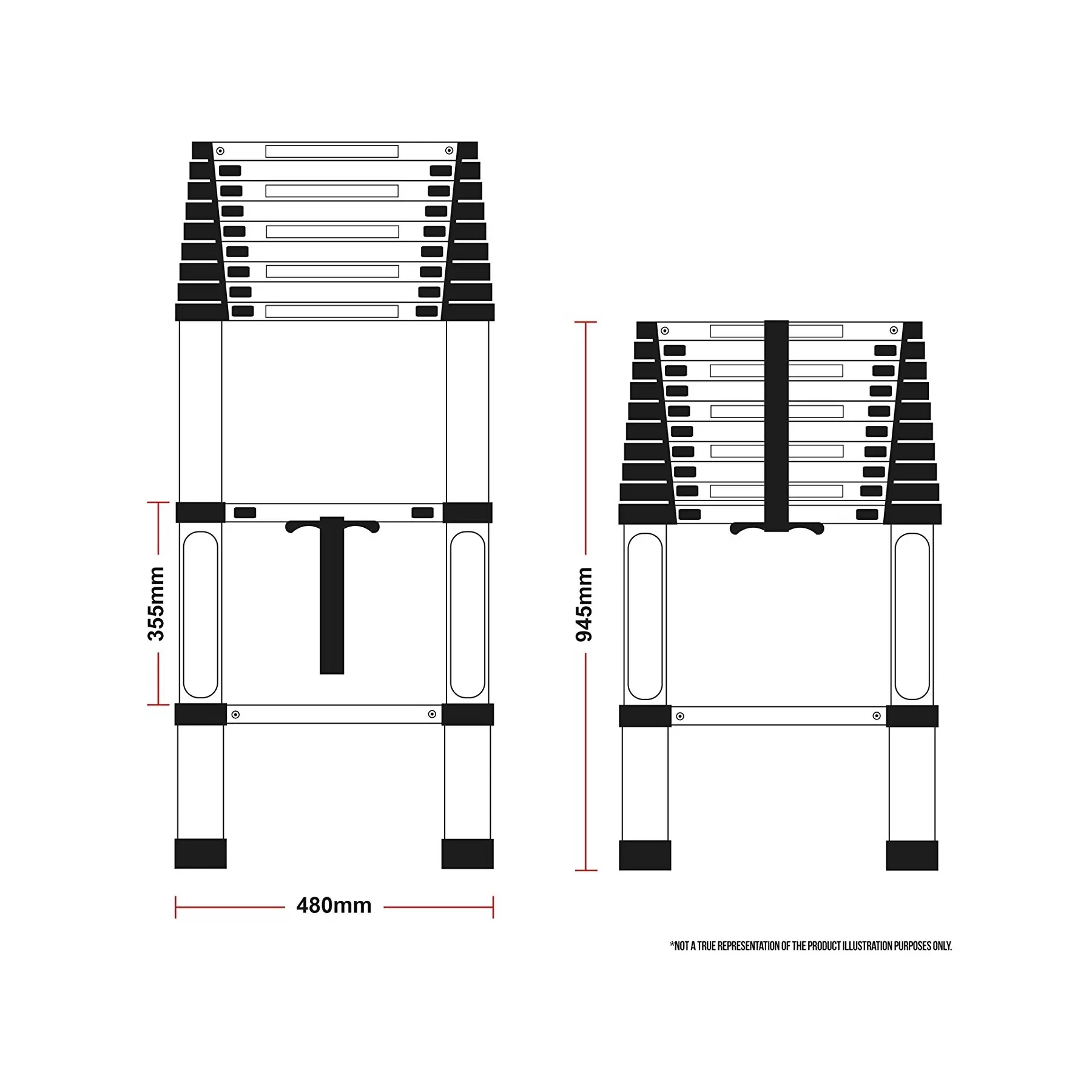 Telescopic 4.9M Aluminium DIY Foldable Extendable Builders Multi Purpose Ladder - Image 5