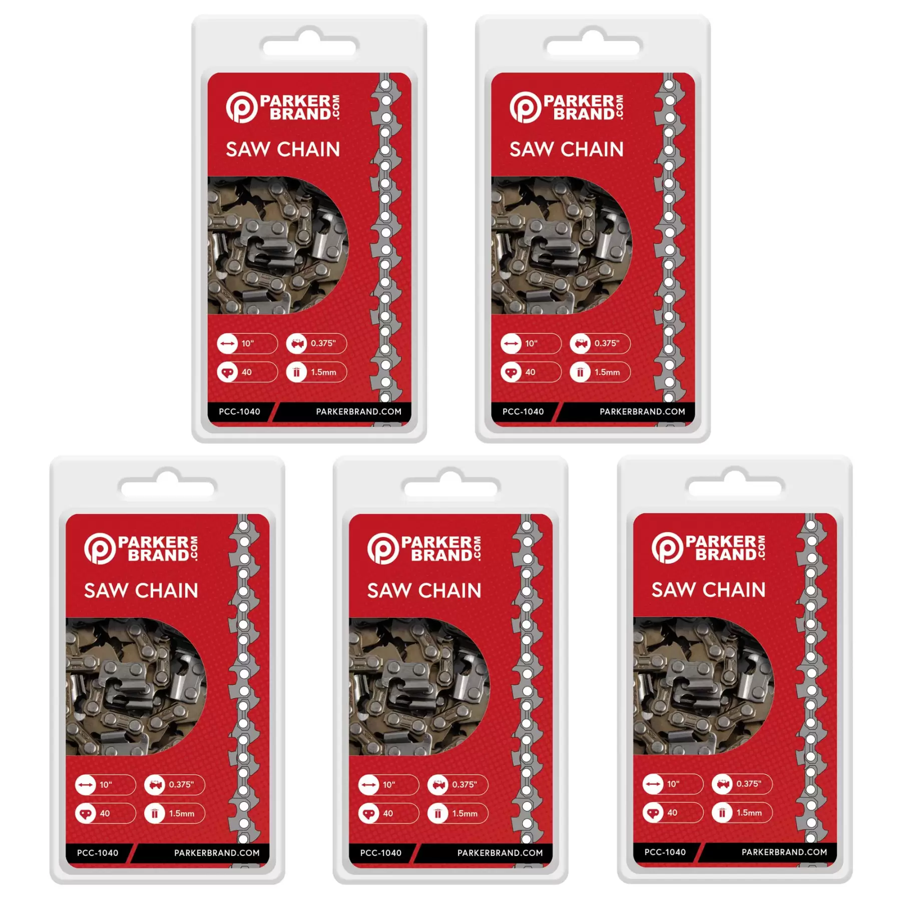 5 Pack of 10" Chainsaw Chains - 40 Link 5 Pack of 10" Chainsaw Chains - 40 Link