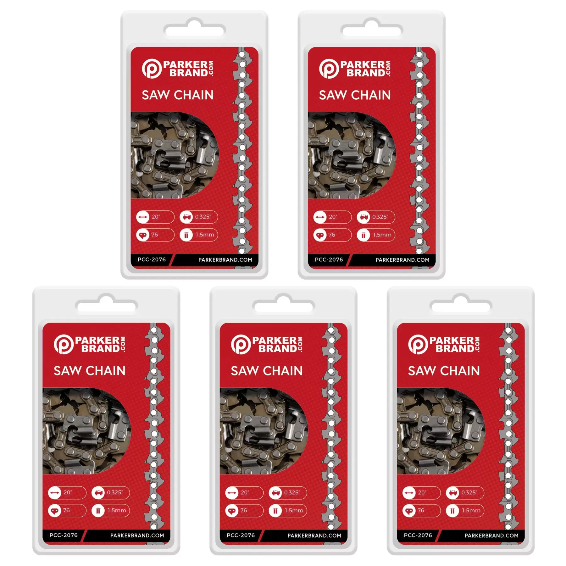 5 Pack of 20" Chainsaw Chains - 76 Link 5 Pack of 20" Chainsaw Chains - 76 Link