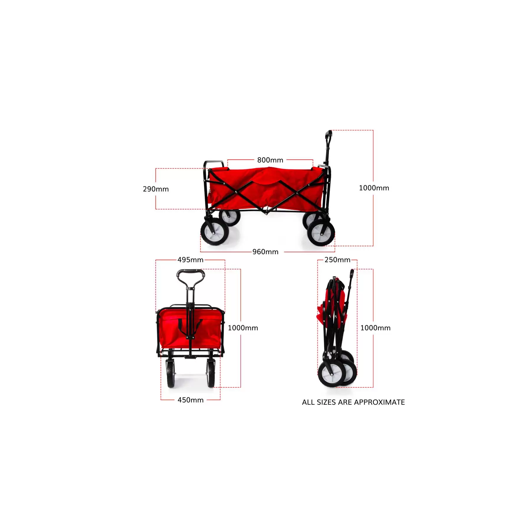 Heavy Duty Foldable Garden Trolley Cart Wagon - Lilac - Image 6