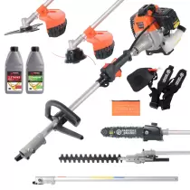 52cc Petrol Multi Function 5 in 1 Garden Tool - Brush Cutter, Grass Trimmer, Chainsaw, Hedge Trimmer + Oils