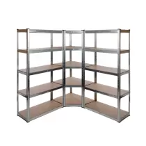 Galvanised Garage Shelving Corner Unit 3 Pack (175KG) - Boltless