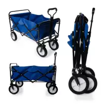 Heavy Duty Foldable Garden Trolley Cart Wagon - Blue