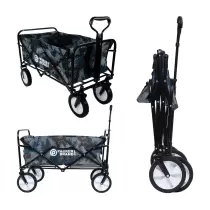 Heavy Duty Foldable Garden Trolley Cart Wagon - Blue Digital Camouflage