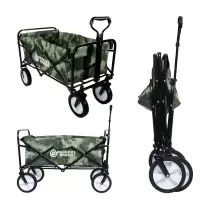 Heavy Duty Foldable Garden Trolley Cart Wagon - Green Digital Camouflage