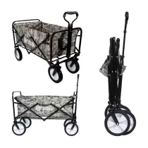 Heavy Duty Foldable Garden Trolley Cart Wagon - Grey Digital Camouflage