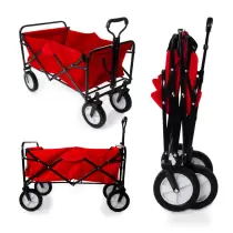 Heavy Duty Foldable Garden Trolley Cart Wagon - Red