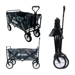 Heavy Duty Foldable Garden Trolley Cart Wagon - Blue Digital Camouflage