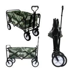 Heavy Duty Foldable Garden Trolley Cart Wagon - Green Digital Camouflage