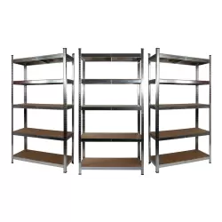 3 x Galvanised Garage Shelving Unit (175KG) - Boltless