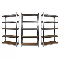 3 x Galvanised Garage Shelving Unit (265KG) - Boltless