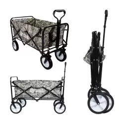 Heavy Duty Foldable Garden Trolley Cart Wagon - Grey Digital Camouflage